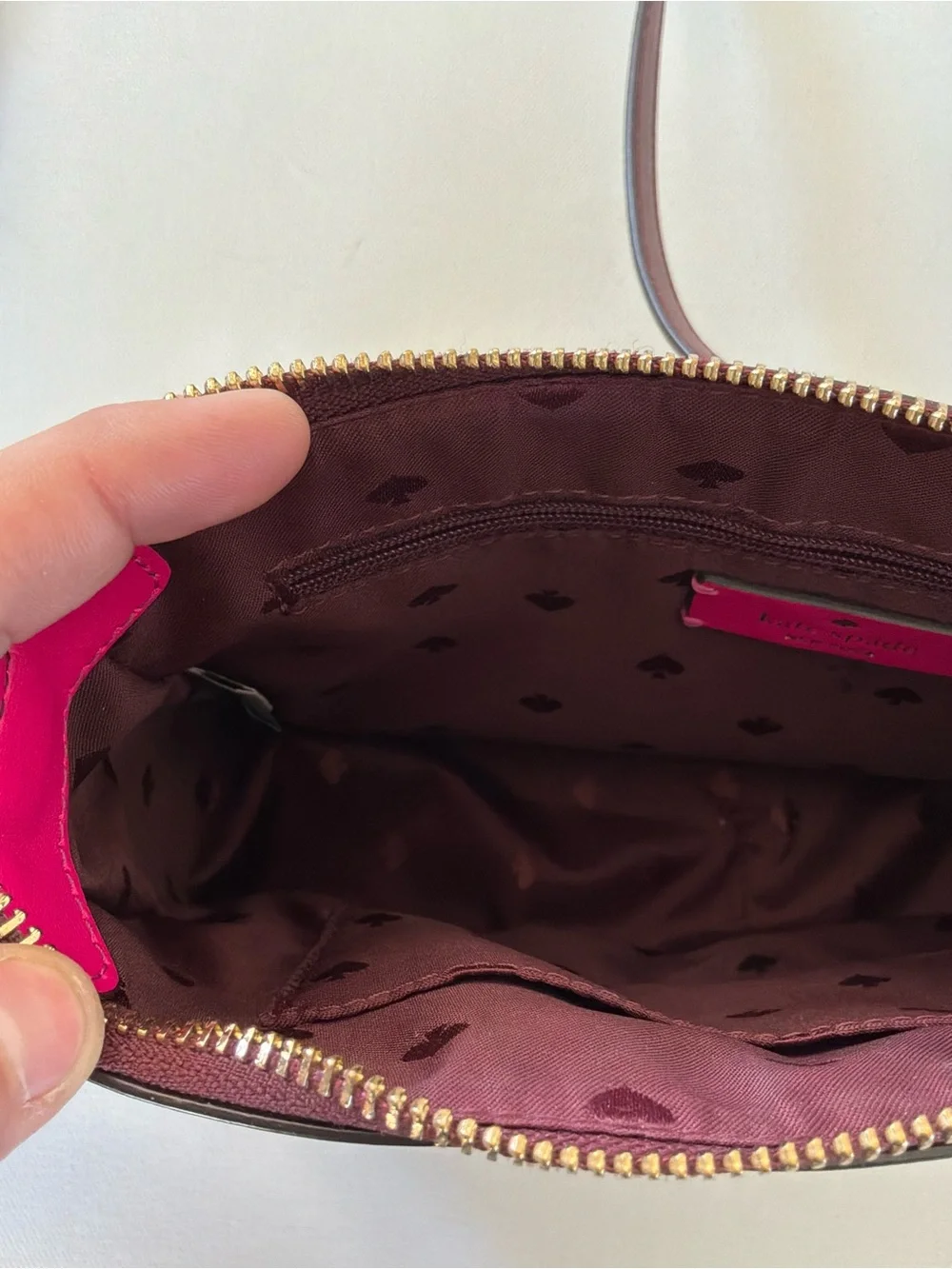 Kate Spade Adel Medium Top Zip Crossbody Bag Cherrywood Burgundy Leather